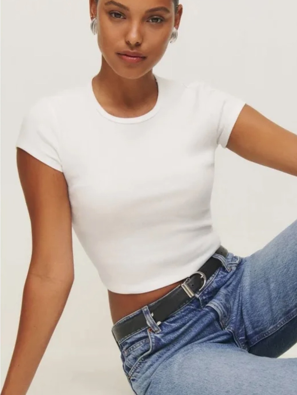 Reformation Muse white ribbed tee